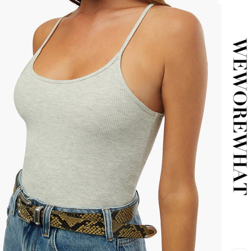 WeWoreWhat - Scooped Rib Tank Top - Heather Gray XL
